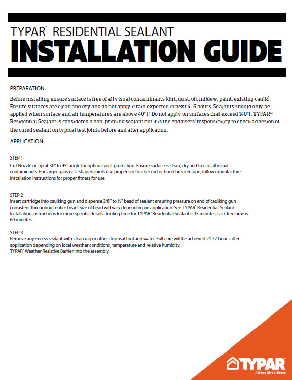 Download TYPAR HD Heavy Duty Sealant Installation Guide